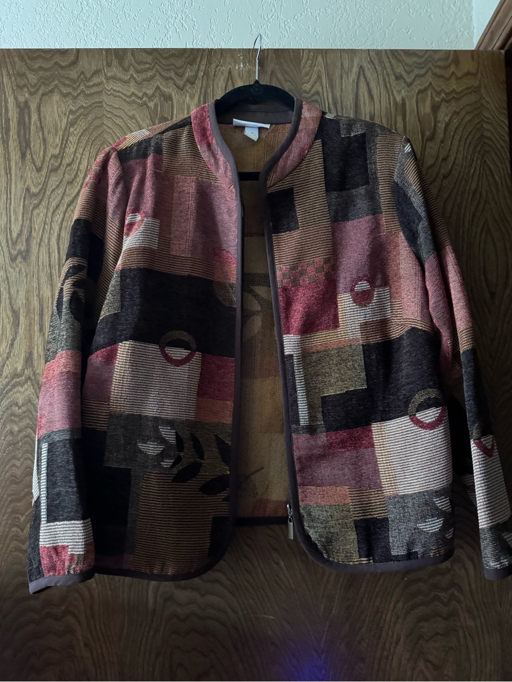 Dress Barn Multicolor Geometric Zip Jacket
